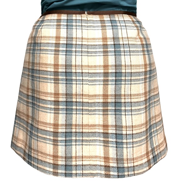Vineyard Vines Plaid Skirt Wool Blend Womens SZ 14 Mini Pencil Preppy Twee Blue - Picture 3 of 7